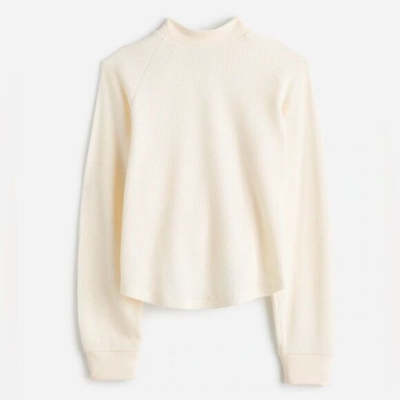Madewell XL Ivory Waffle Knit Mock Neck Long Sleeve Thermal Top - Picture 16 of 16